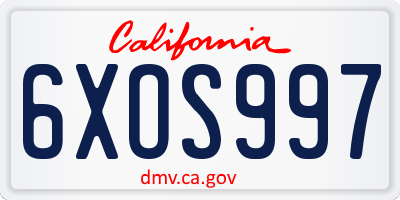 CA license plate 6XOS997