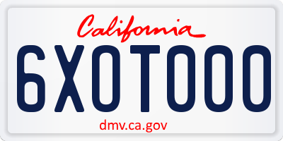 CA license plate 6XOT000