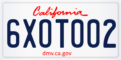 CA license plate 6XOT002
