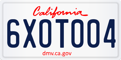 CA license plate 6XOT004