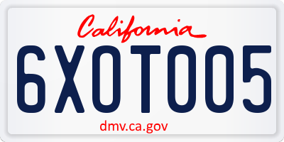 CA license plate 6XOT005