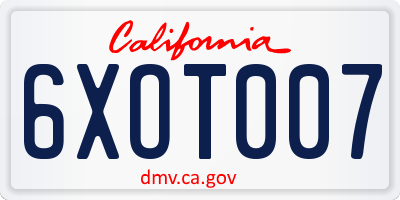 CA license plate 6XOT007