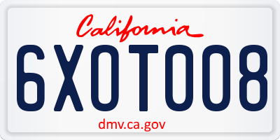 CA license plate 6XOT008