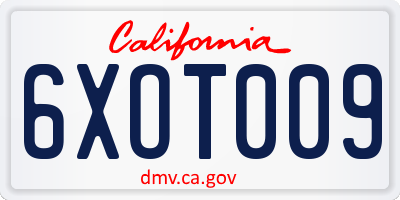 CA license plate 6XOT009