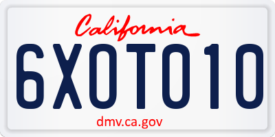CA license plate 6XOT010