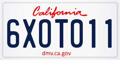 CA license plate 6XOT011