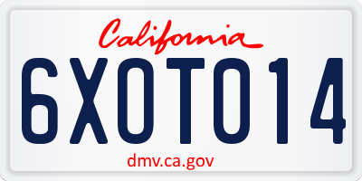 CA license plate 6XOT014