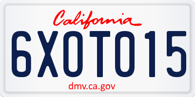 CA license plate 6XOT015