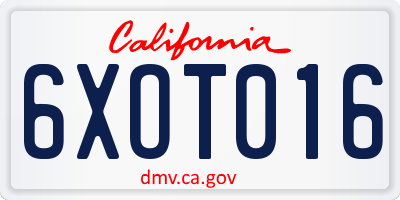 CA license plate 6XOT016