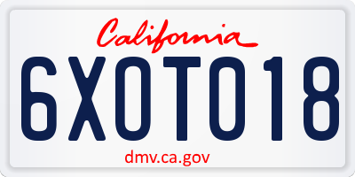 CA license plate 6XOT018