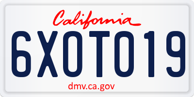 CA license plate 6XOT019