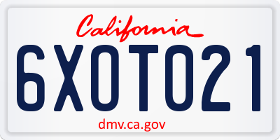 CA license plate 6XOT021