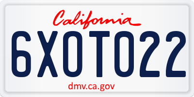 CA license plate 6XOT022