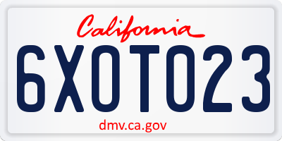 CA license plate 6XOT023
