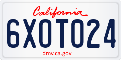 CA license plate 6XOT024