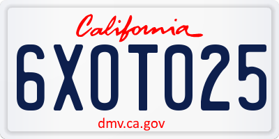 CA license plate 6XOT025