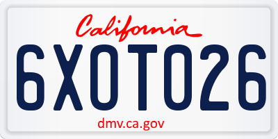 CA license plate 6XOT026
