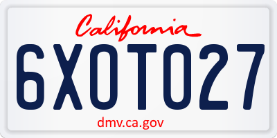 CA license plate 6XOT027