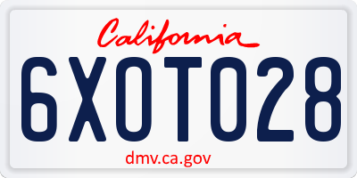 CA license plate 6XOT028