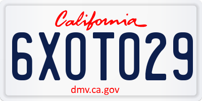 CA license plate 6XOT029