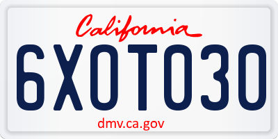 CA license plate 6XOT030