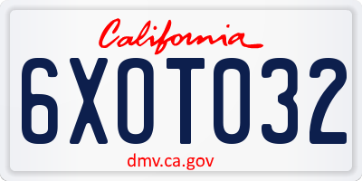 CA license plate 6XOT032