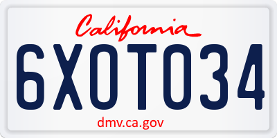 CA license plate 6XOT034
