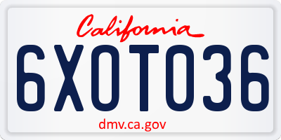 CA license plate 6XOT036