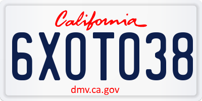 CA license plate 6XOT038