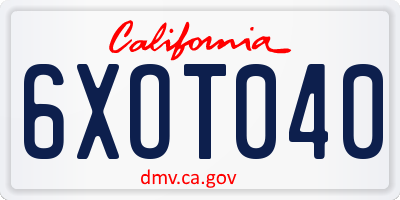 CA license plate 6XOT040