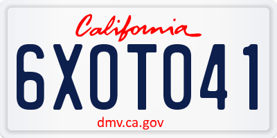 CA license plate 6XOT041