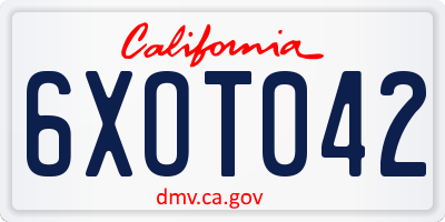 CA license plate 6XOT042