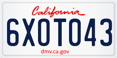 CA license plate 6XOT043