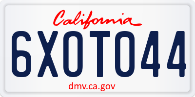 CA license plate 6XOT044