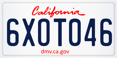 CA license plate 6XOT046