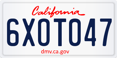 CA license plate 6XOT047