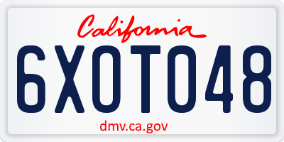 CA license plate 6XOT048