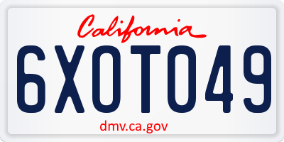 CA license plate 6XOT049