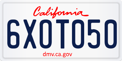 CA license plate 6XOT050