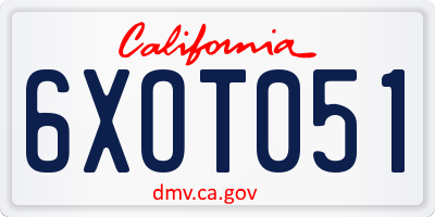 CA license plate 6XOT051