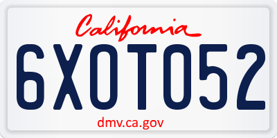 CA license plate 6XOT052