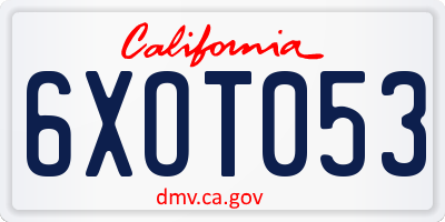 CA license plate 6XOT053