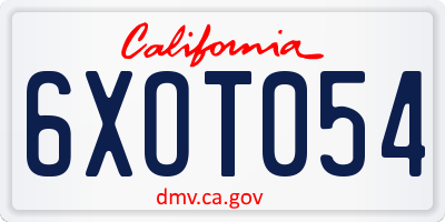CA license plate 6XOT054