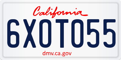 CA license plate 6XOT055