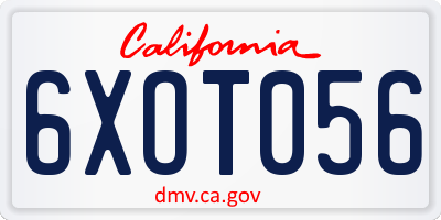 CA license plate 6XOT056