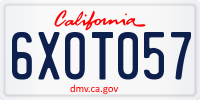 CA license plate 6XOT057
