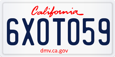 CA license plate 6XOT059