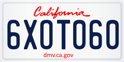 CA license plate 6XOT060