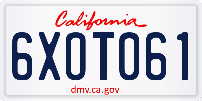 CA license plate 6XOT061