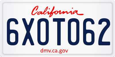 CA license plate 6XOT062